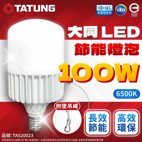 TATUNG 大同 (2入)  LED 100W E40 全電壓 球泡燈 ( 6500K 白光)