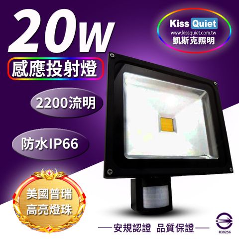 Kiss Quiet 凱斯克 質感黑(白光/黄光)20W LED感應投射燈,全電壓高PF-1入