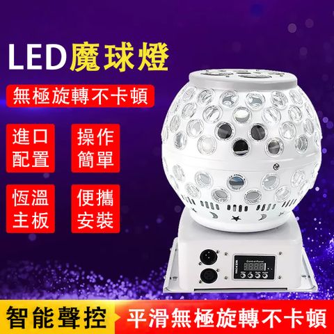 LED魔球燈 舞台燈 360度旋轉出光 圓形水晶聲控彩光燈 舞台演出酒吧蹦迪KTV氛圍燈 彩光燈 聲控燈