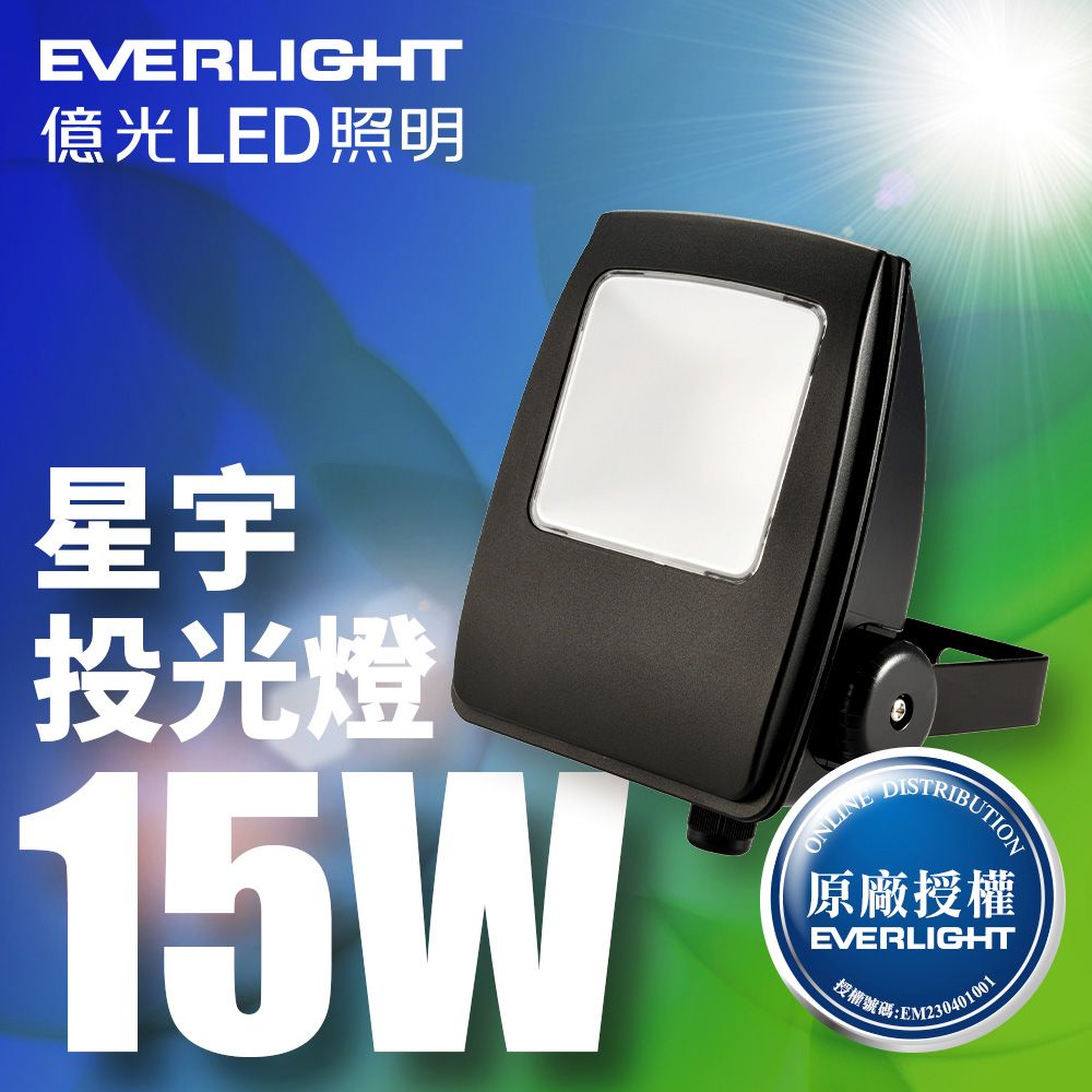 EVERLIGHT 億光 1入組 LED 星宇 15W 全電壓 IP65 投光燈(白光/黃光)