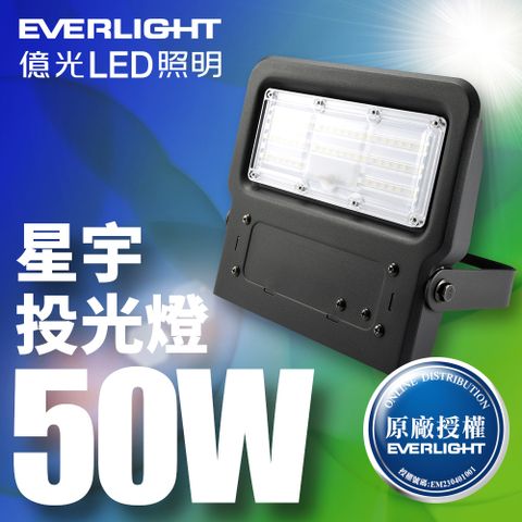 IP65戶外燈具首選★【億光EVERLIGHT】LED 星宇 50W 全電壓 IP65 投光燈(白光/黃光)