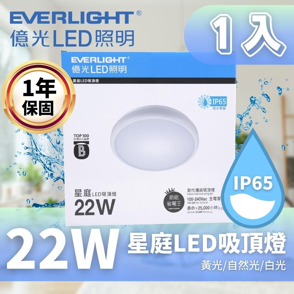 EVERLIGHT 億光   星庭 22W LED吸頂燈 適用陽台 浴室 1入