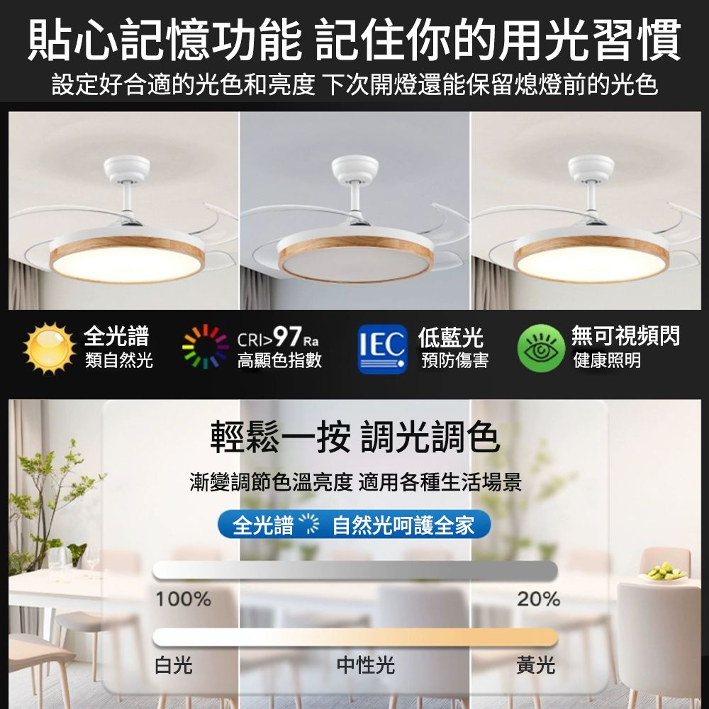 XINGMU 興沐 42吋變頻風扇燈吊扇燈 家用led帶電風扇吊燈 客廳餐廳隱形吊扇電扇 遙控吸頂風扇燈