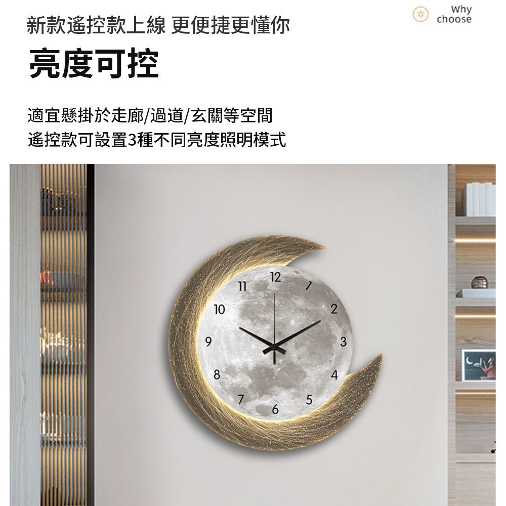 XINGMU 興沐 輕奢現代50cm裝飾畫掛鐘 高級感天鵝時鐘壁燈（客廳 房間 背景墻掛畫 led燈壁畫 時鐘）