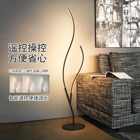 創意小樹枝造型落地燈 立式LED線條立燈 智能遙控無極調光氛圍燈