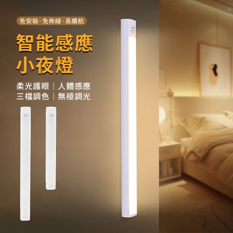YOLOMO LED磁吸人體感應燈 USB充電式智能感應燈條 觸摸式三色變光調光 小夜燈