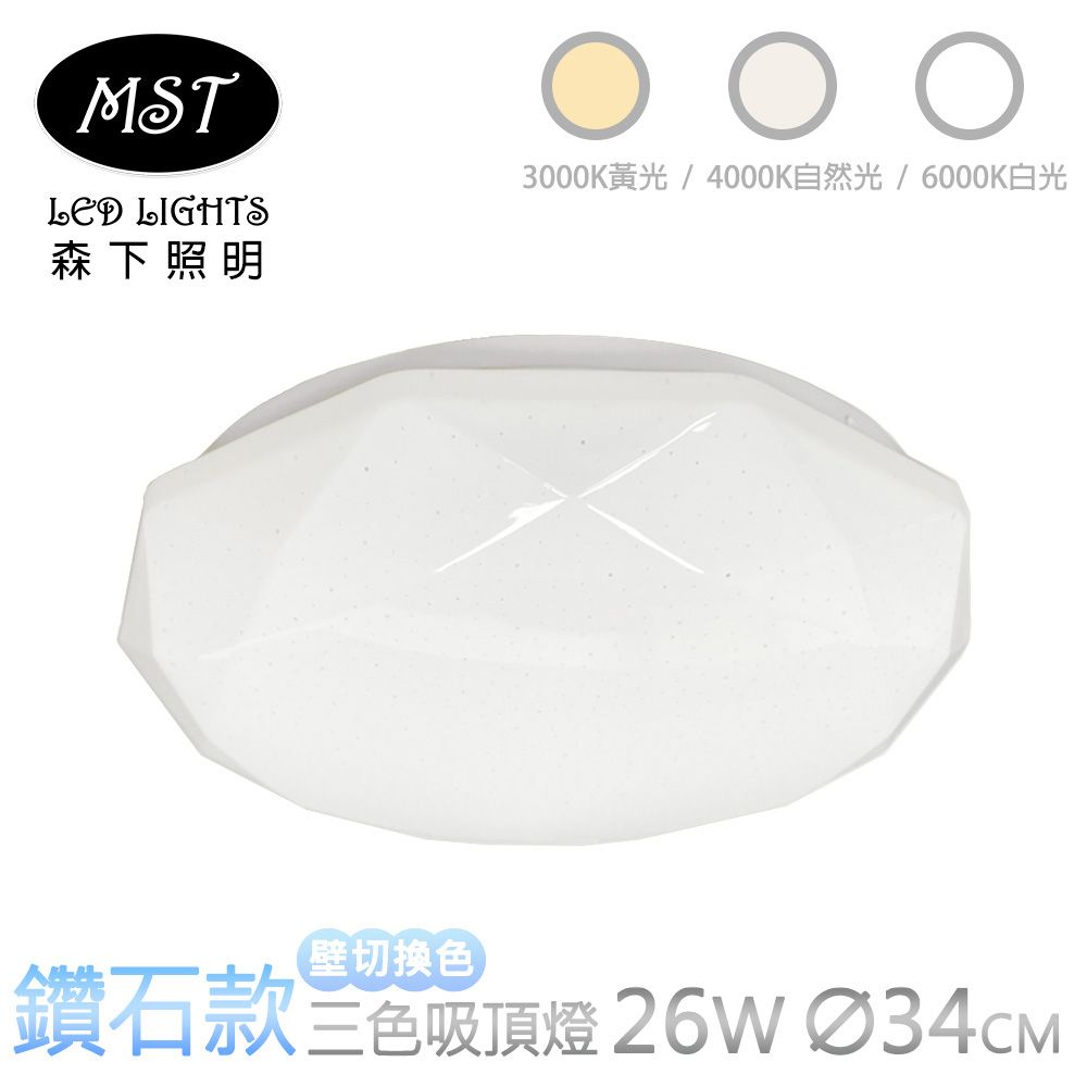 MST 森下照明 LED寶石款26W壁切式三色吸頂燈
