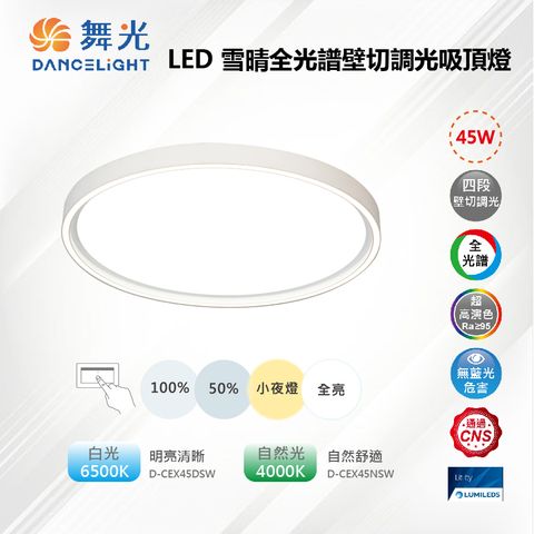 LED 45W 雪晴全光譜壁切調光吸頂燈_D-CES45DSW【舞光-LED】