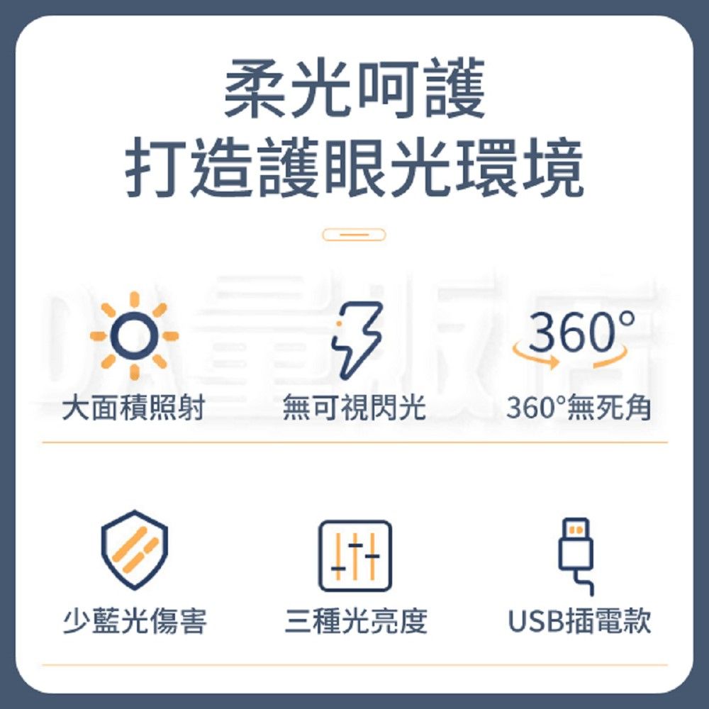  LED夾式護眼燈 三段光源 360度可彎曲 桌燈 檯燈 黑/白 工作燈 閱讀燈