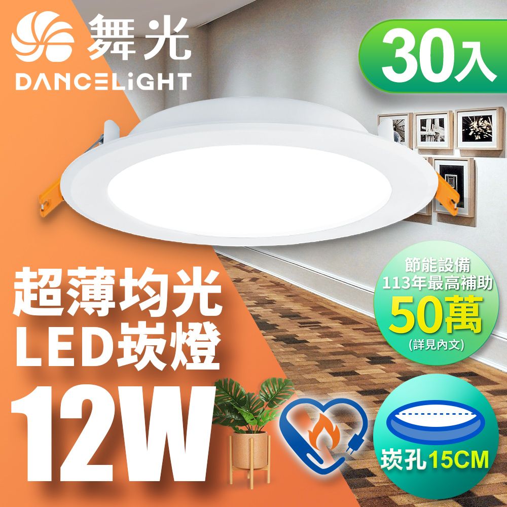 DanceLight 舞光 30入組  雙節標認證 LED 12W 崁孔15cm嵌燈 索爾崁燈(白光/黃光)