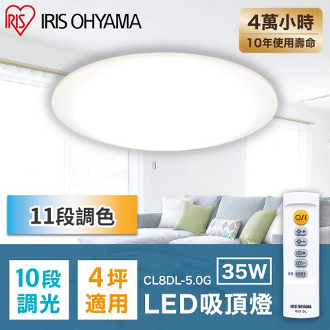 【IRIS OHYAMA】LED圓盤可調光變色吸頂燈 5.0系列 CL8DL（35W/7坪適用）