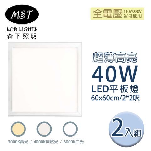 LED 超薄高亮40W平板燈 60*60cm 2入組(白光/自然光/黃光)