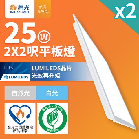 DanceLight 舞光 2入組 節能/環保雙認證 LED柔光平板燈 2呎X2呎 25W 輕鋼架面板燈白光5700K(D-PD25D57-EGR1)