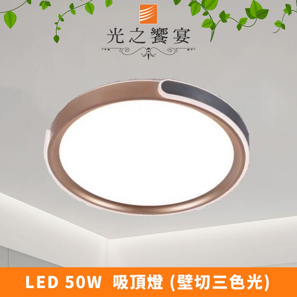 Protocol Lighting 光之饗宴 LED 50W知性金+灰吸頂燈(三色光)