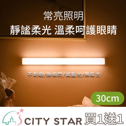 CITY STAR 買1送1現代簡約LED充電式磁吸人體感應燈30cm