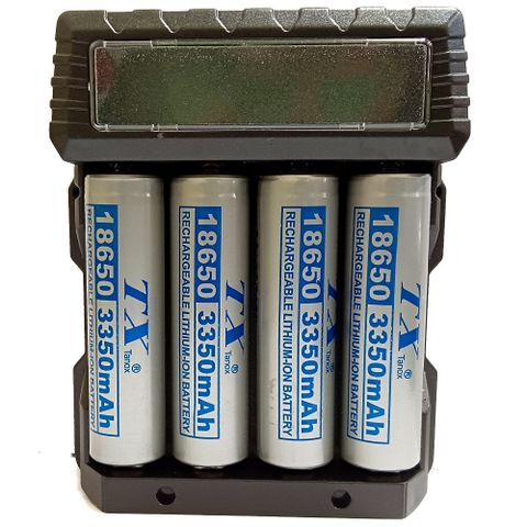 TX特林3350mAh18650鋰充電池4入附四槽USB充電器(LI3350-4+4USB)