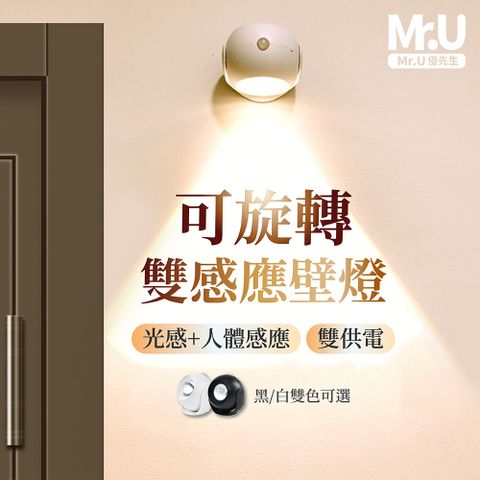 Mr.U優先生【350度 圓球 人體感應燈 充電+電池雙用款】感應燈 磁吸 壁燈 夜燈