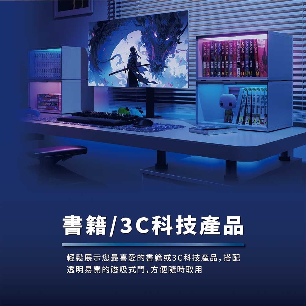 78 12 13書籍/3C科技產品輕鬆展示您最喜愛的書籍或3C科技產品,搭配透明易開的磁吸式門,方便隨時取用