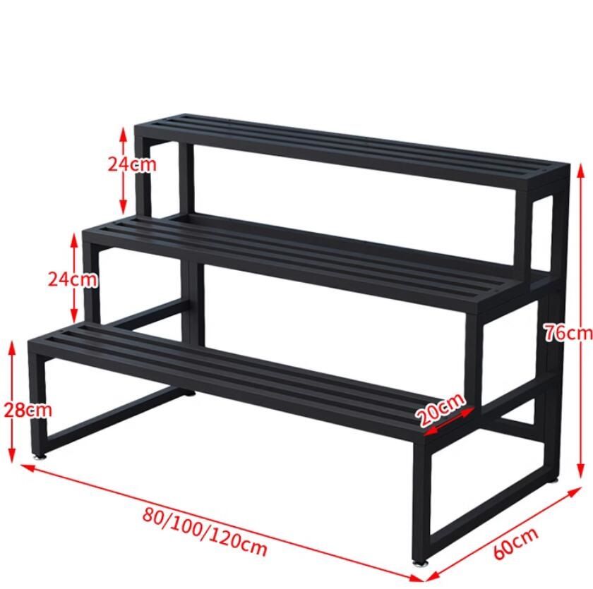  鐵藝階梯式花架 落地式多層花架 防水防鏽-三層長80CM