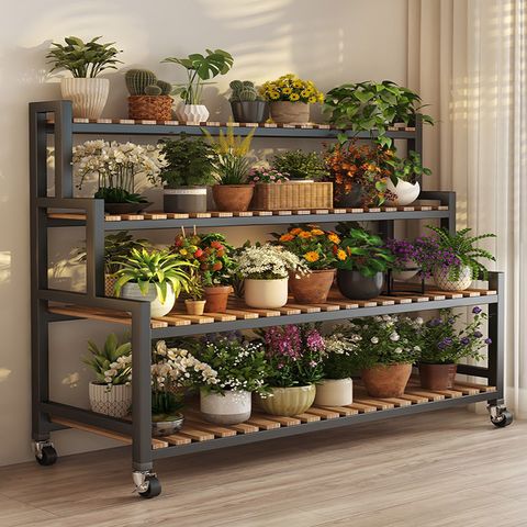 【木洸】100*40*120cm花架置物架陽台置物架子客廳臥室可移動室外多層一體靠墻多肉花架