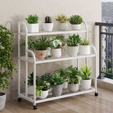 【木洸】可移動多功能四層落地式100CM鐵藝花架（置物架/花盆架/收納架/花台）