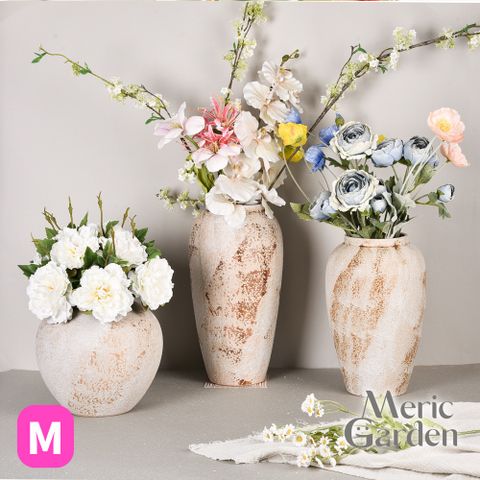 【Meric Garden】法式侘寂瓏華織憶陶瓷花瓶/裝飾花瓶/桌面擺飾_M