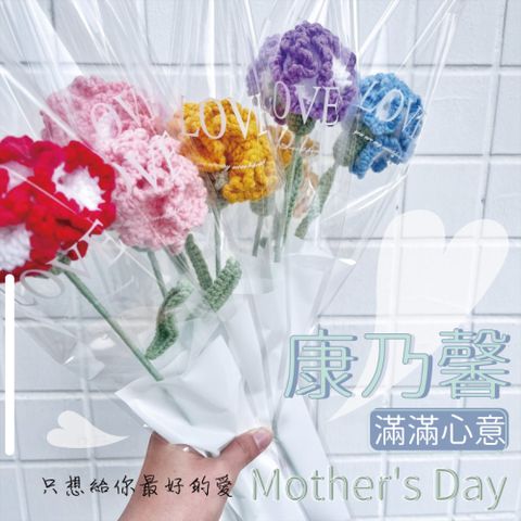 2支入 康乃馨編織花 手作康乃馨 母親節 編織花 附花袋 編織花 康乃馨 花束