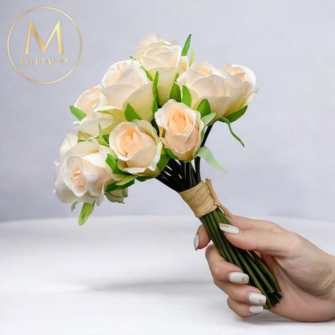 法式西麗雅玫瑰淺香檳仿真花花材（10入組）