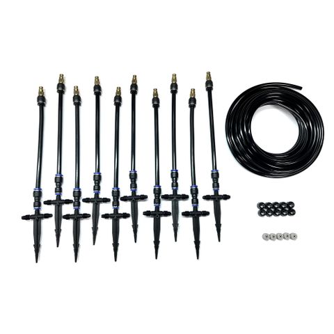 育材萬向可調噴霧頭+噴架10支-可關水(附小黑管30呎 孔徑為1.2mm 水壓為1kg/cm2以上效果佳)