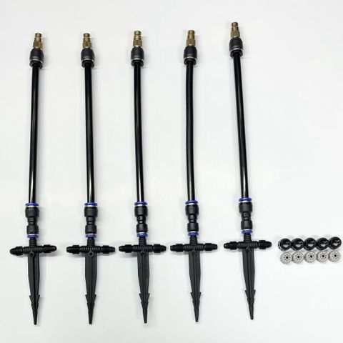 育材萬向可調噴霧頭+噴架5支-可關水( 孔徑為1.2mm 水壓為1kg/cm2以上效果佳)