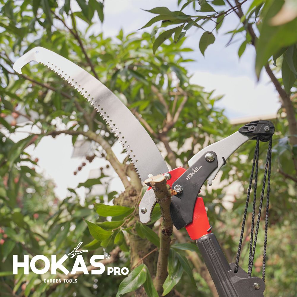 HOKAS  3.5公尺 強力高枝樹剪 搭單鉤鋸 伸縮棍(適用3.5米至4米高樹枝 台灣製 S124)