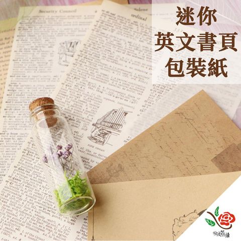 極度花燥 永生花乾燥花材專賣店 迷你英文書頁包裝紙 一組2張 分裝 資材