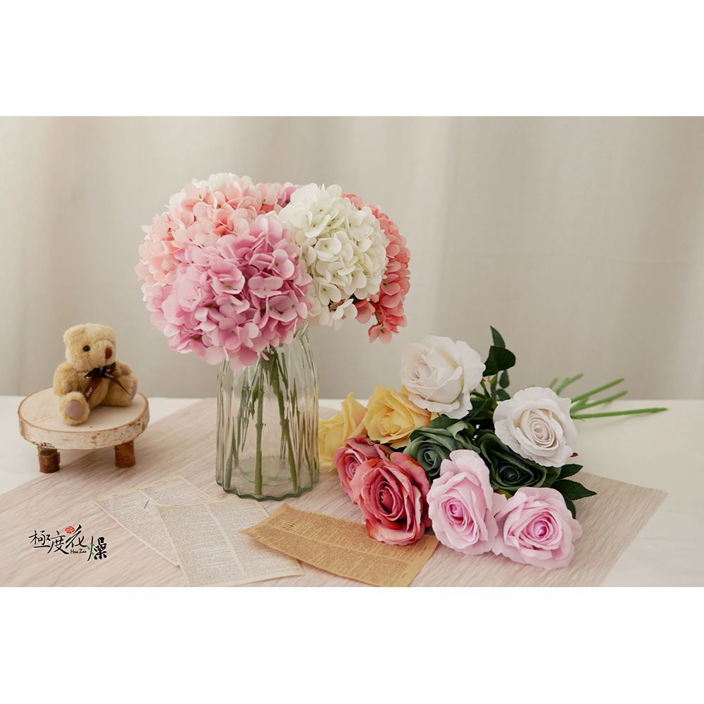 極度花燥 永生花乾燥花材專賣店 玫瑰仿真花 3枝 分裝 仿真花