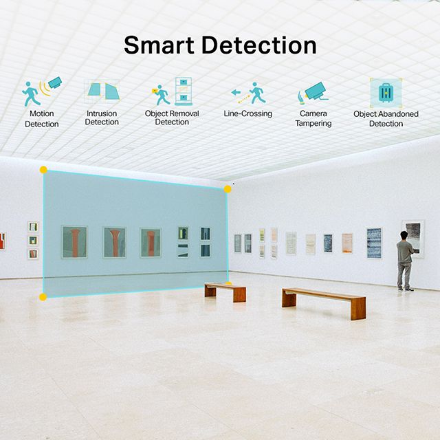Smart DetectionMotionDetectionIntrusionDetectionObject RemovalLine-CrossingDetectionCameraTamperingHObject AbandonedDetection