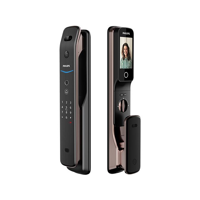 PHILIPS 飛利浦 【 智能鎖】709-FVP 人臉貓眼七合一電子鎖(貓眼│人臉│指紋│卡片│密碼│鑰匙│WiFi/含安裝)