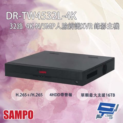 Changyun 昌運監視器 SAMPO聲寶 DR-TW4532L-4K 32路 4KL 人臉辨識 XVR 錄影主機