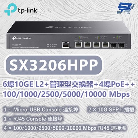 Changyun 昌運監視器 TP-LINK SX3206HPP 6埠管理型交換器100/1000/2500/5000/10000 Mbps