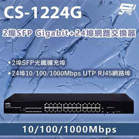 Changyun 昌運監視器 昌運科技 CS-1224G 2埠SFP Gigabit + 24埠網路交換器 10/100/1000Mbps