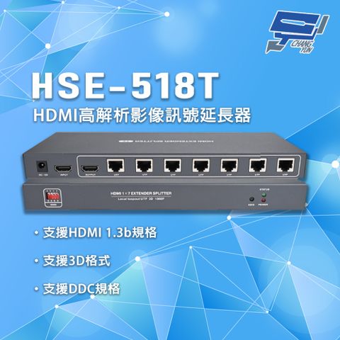 Changyun 昌運監視器 HSE-518T CAT6 支援DDC規格 HDMI 高解析影像訊號延長器