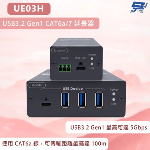 Changyun 昌運監視器 昌運監視器 UE03H USB 3.2 Gen1 CAT6a 延長器100m 最高支援 5Gbps 傳輸