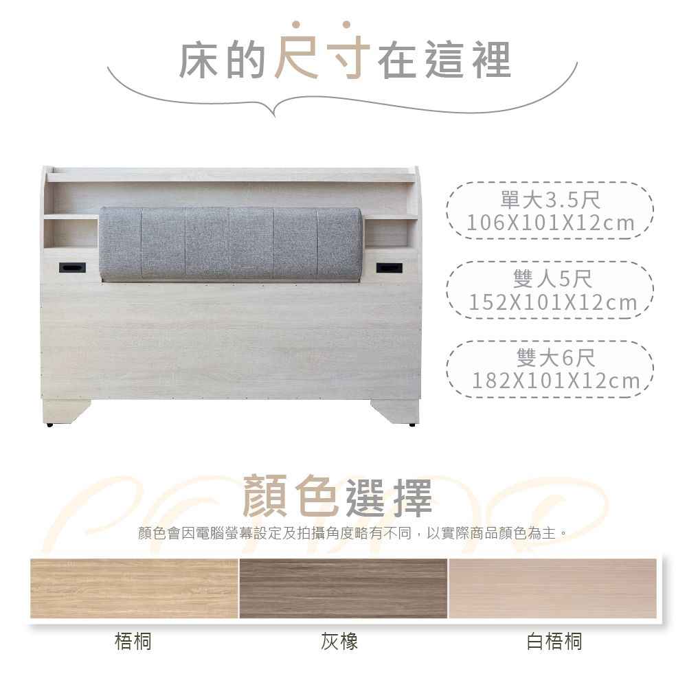 藤原傢俬 雙USB附插座/燈床頭雙人5尺(不含床架/底)