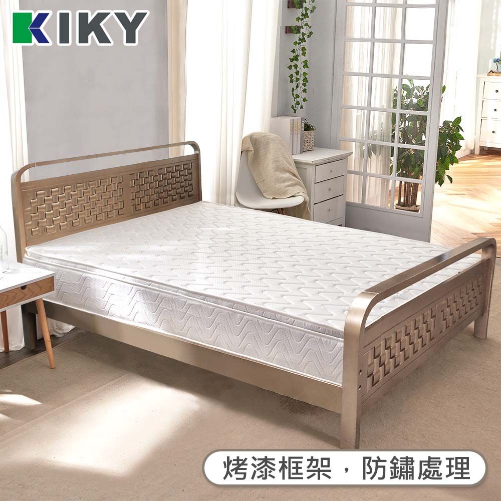KIKY 【床架】馬魯克 金屬質感實木床架 橡膠實木 歐美風格床架 雙人5尺(玫瑰金/時尚灰)