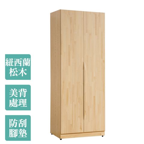 Bernice-艾維斯2.5尺北歐風二門衣櫃(三吊桿)