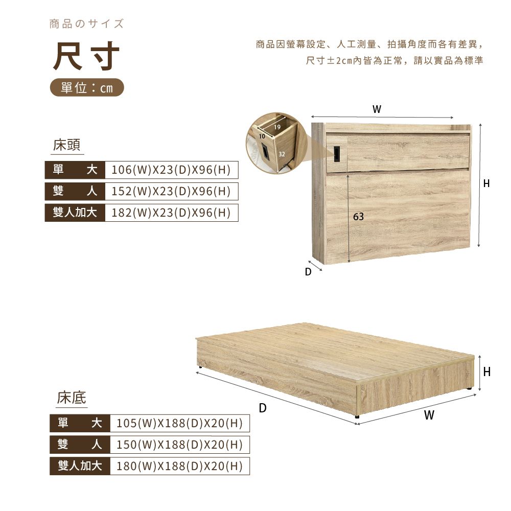 IHouse 愛屋家具 品田 房間4件組(床頭箱+床底+床墊+床頭櫃) 單大3.5尺