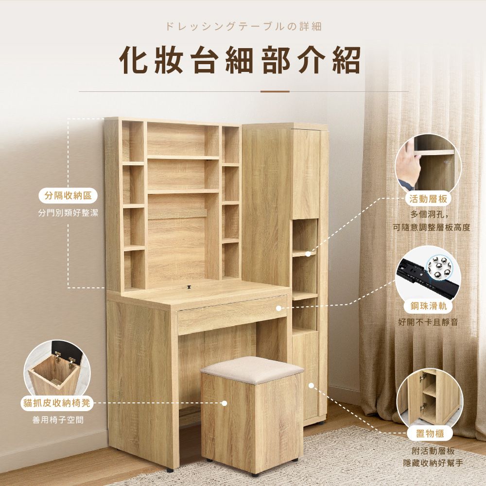 IHouse 愛屋家具 品田 房間4件組(床頭箱+床底+床頭櫃+鏡台含椅) 雙人5尺