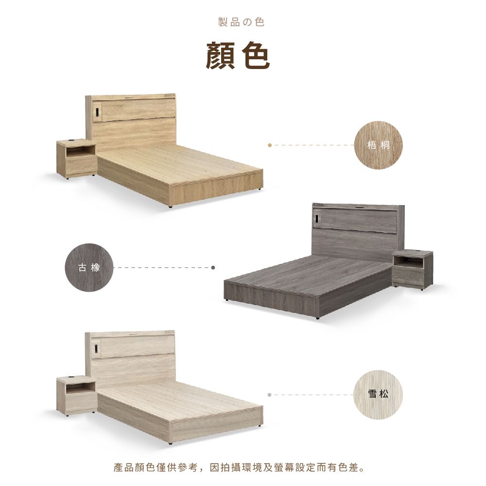 IHouse 愛屋家具 品田 房間3件組(床頭箱+6分底+床頭櫃) 單大3.5尺