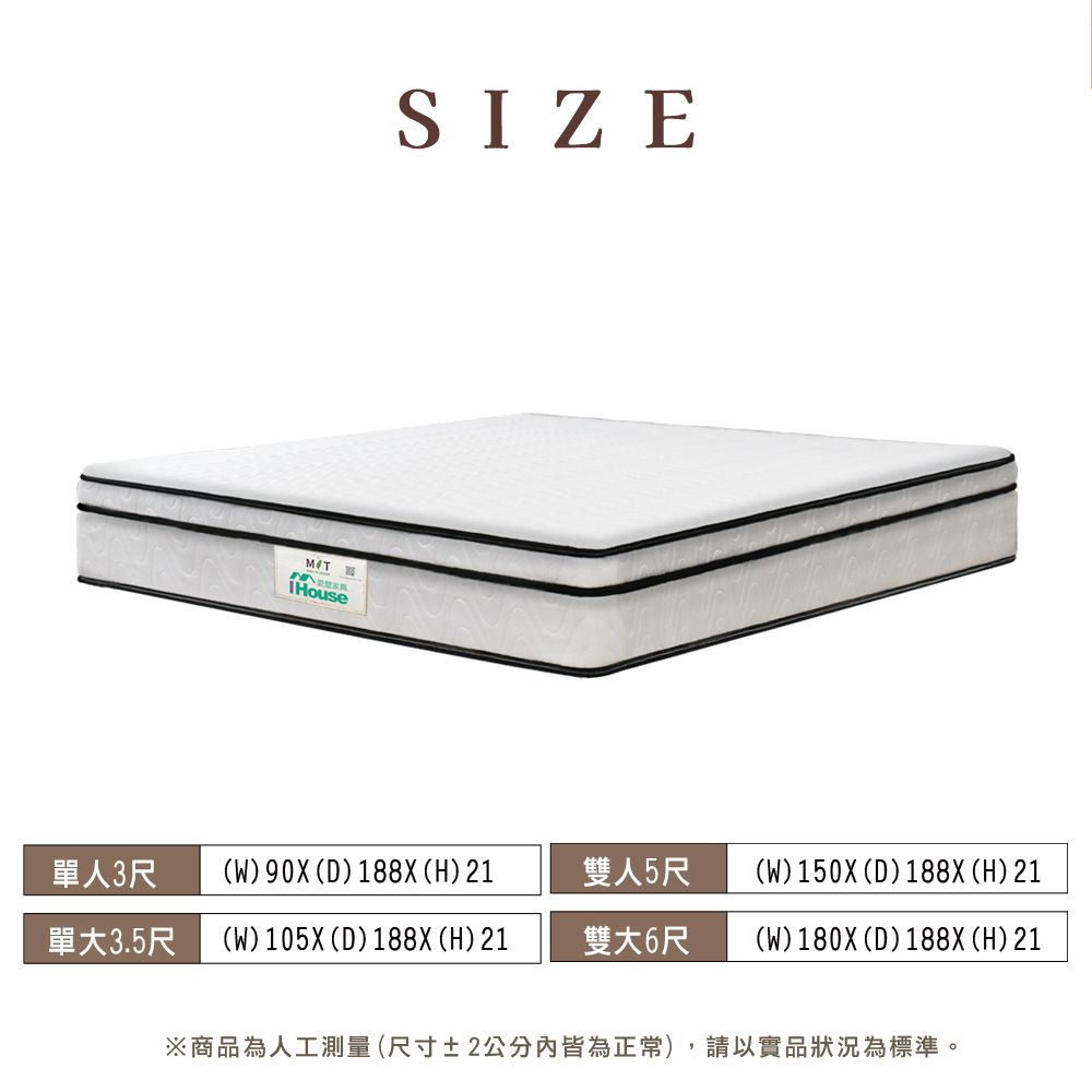 IHouse 愛屋家具 全方位透氣 雙人5尺高迴彈高壓縮獨立筒床墊(軟硬適中)