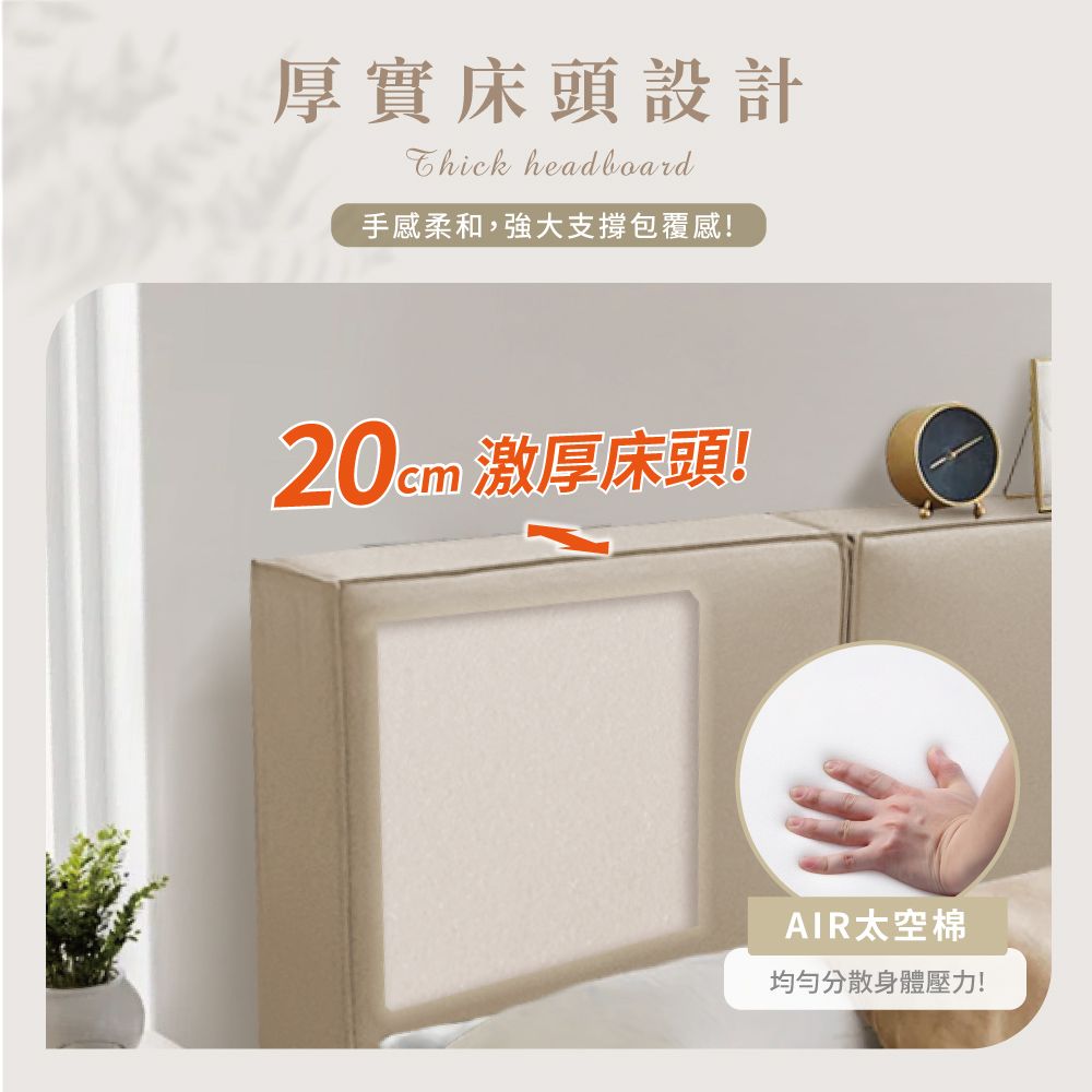 IHouse 愛屋家具 厚Q豆腐 雙人5尺(貓抓皮床頭片+高腳床架)-房間兩件組/床組