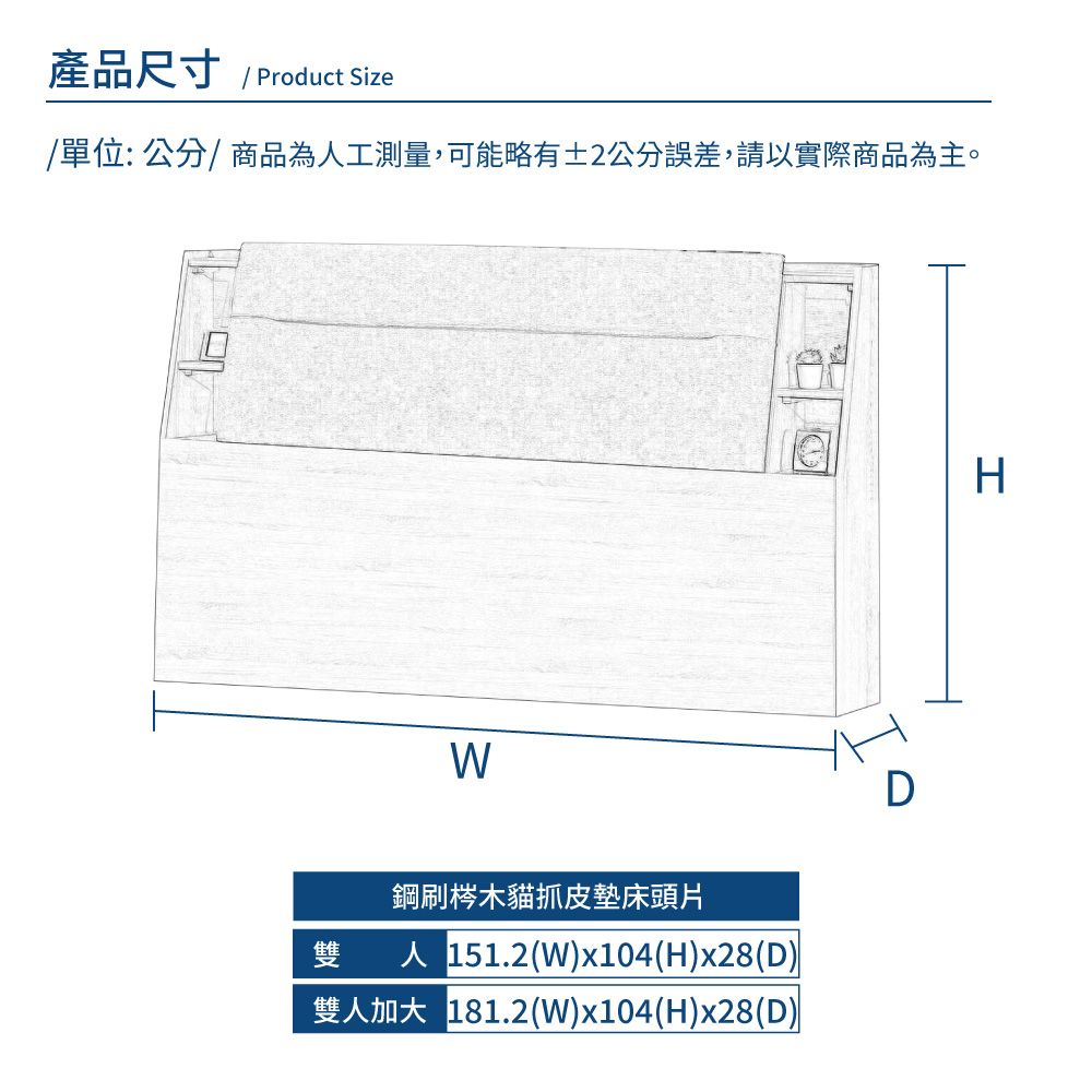 A FACTORY 傢俱工場 -亞德 貓抓皮墊插座床頭箱 雙人5尺