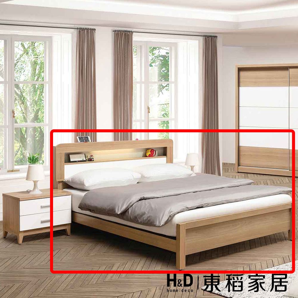 H&D 東稻家居 床台6.4尺雙人加大床架(TJS1-01448)
